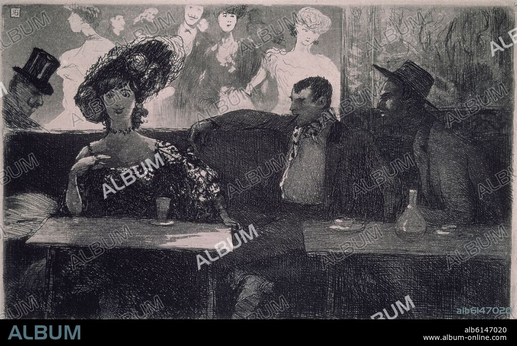RICARDO BAROJA. EL CAFE-DIBUJO-FERNANDE OLIVIER Y PABLO PICASSO.