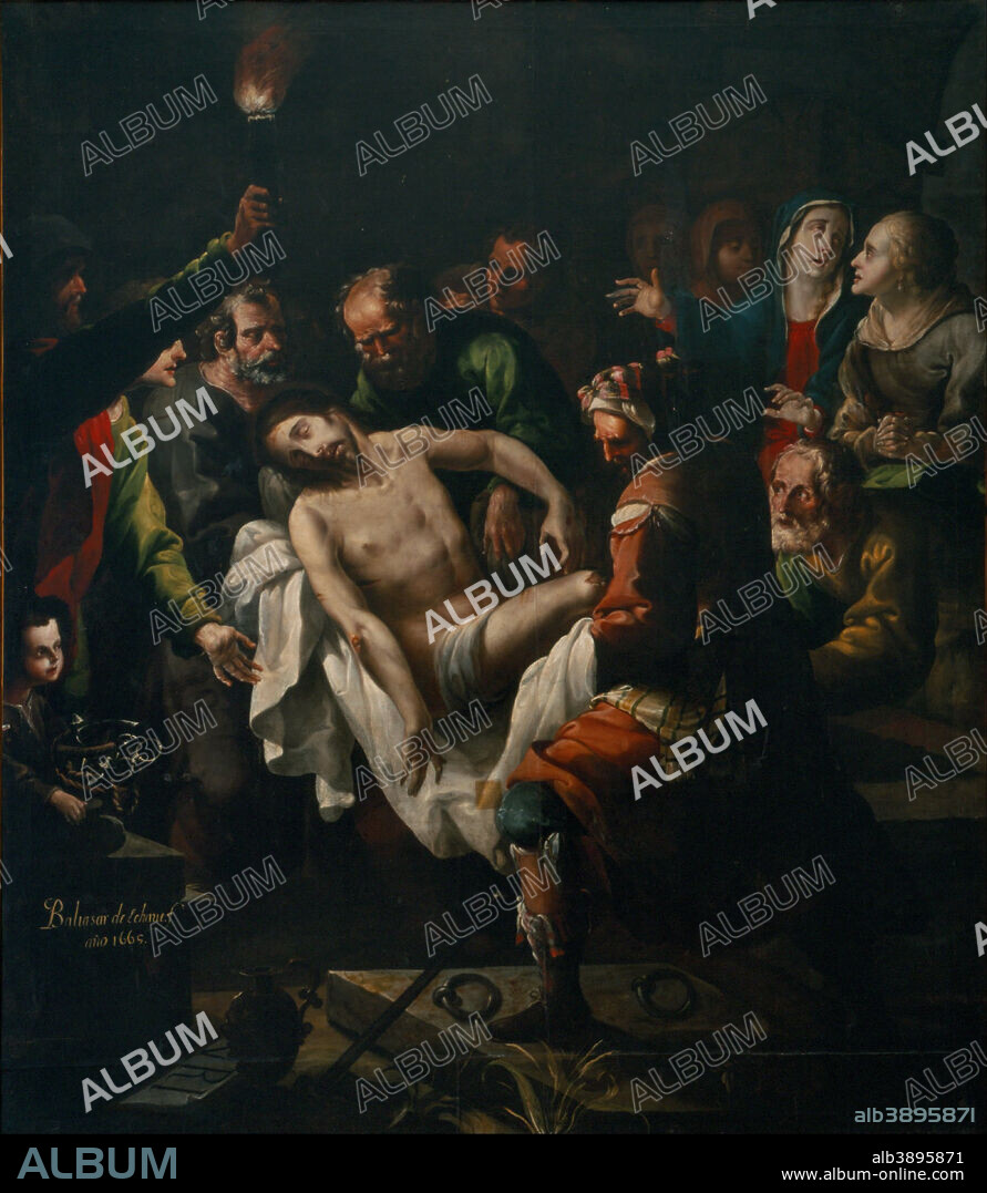 BALTASAR DE ECHAVE Y RIOJA. El entierro de Cristo / The Burial of Christ. Date/Period: 1665. Painting. Oil on canvas. Height: 2,790 mm (109.84 in); Width: 2,545 mm (100.19 in).