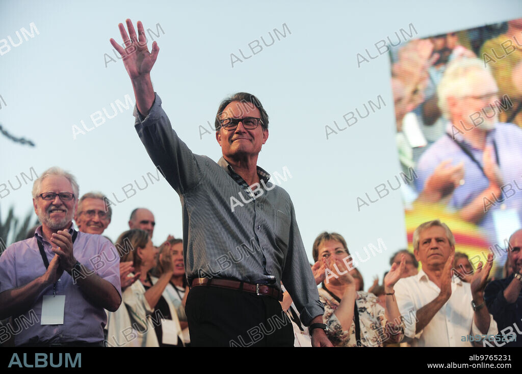 Barcelona. 28/08/2015. Acto de Junts Pel Si. Artur Mas, oriol Junqueras, Raul Romeva. Fotos Ines Baucells. Archdc.