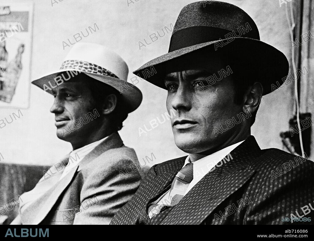 ALAIN DELON and JEAN-PAUL BELMONDO in BORSALINO, 1970, directed by JACQUES DERAY. Copyright ADEL PRODUCTIONS.