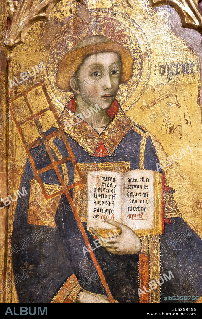 Sant Vicenç, 15th century, Francesc Comes, tempera on panel, church of the convent of Santo Domingo, Palma, Mallorca, Balearic Islands, Spain.