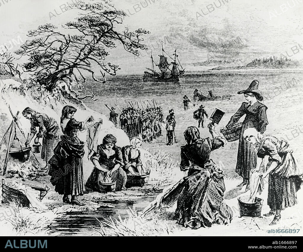 Landing of the Mayflower on Cape Cod  1620  American History.