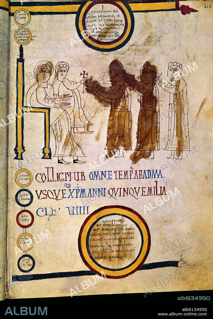 CODICE DE RODA - CRONICA DE ALFONSO III - ADORACION DE LOS REYES MAGOS - SIGLO X.