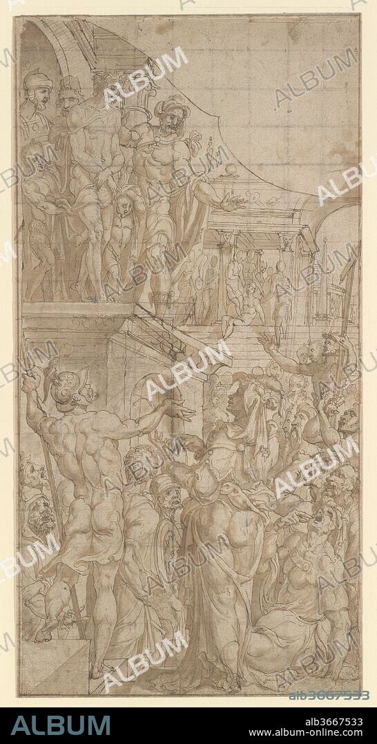 Ecce Homo. Artist: Maarten van Heemskerck (Netherlandish, Heemskerck 1498-1574 Haarlem). Dimensions: sheet: 16 5/16 x 8 1/4 in. (41.5 x 21 cm). Date: 16th century.