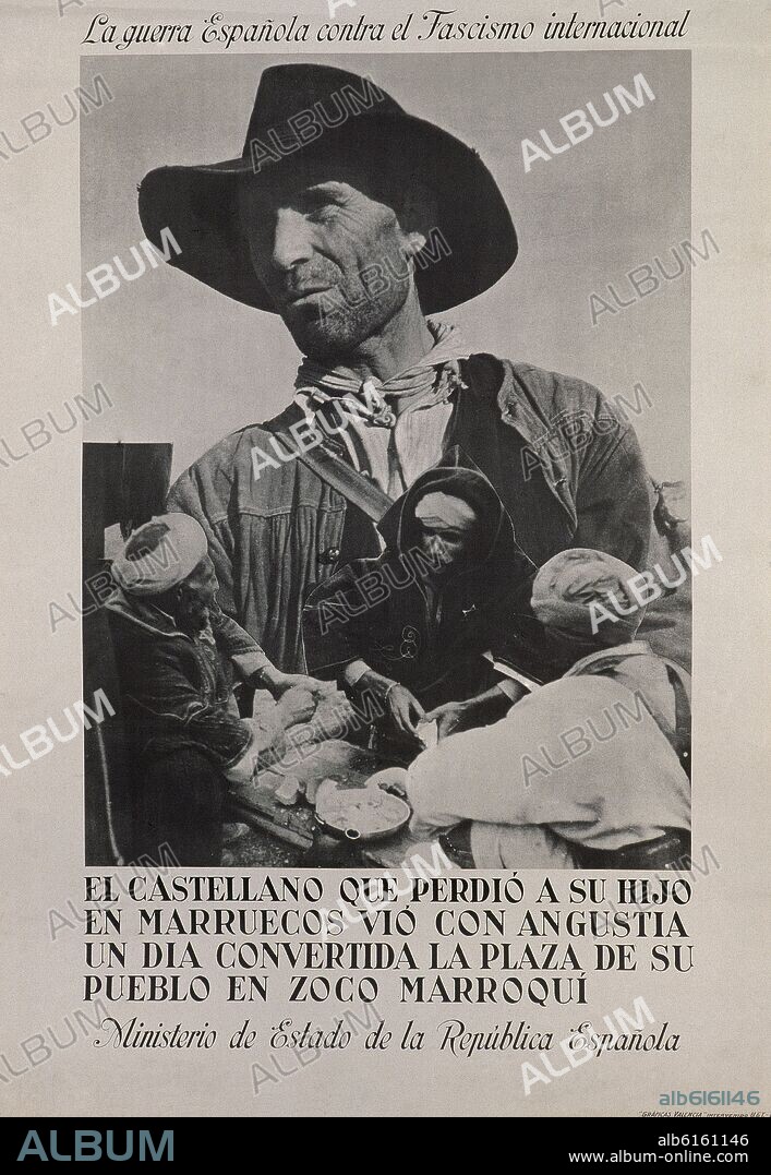 ANONYM. CARTEL DE LA GUERRA CIVIL - GUERRA ESPAÑOLA CONTRA EL FASCISMO INTERNACIONAL - SIGLO XX.