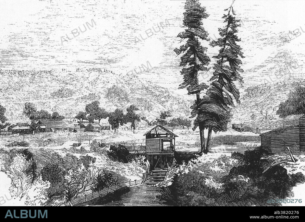 Sutter's Mill was a sawmill owned by 19th century pioneer John Sutter in partnership with James W. Marshall. It was located in Coloma, California, at the bank of the South Fork American River. Sutter's Mill is most famous for its association with the California Gold Rush. On January 24, 1848, Marshall found several flakes of gold that began the transformation of California from a sleepy outpost to a bustling center of activity. Sutter tried to keep the discovery secret, but eventually the word got out. During the next seven years, approximately 300,000 people came to California (half by land and half by sea) to seek their fortunes mining for gold or selling supplies like picks and shovels to the gold prospectors.