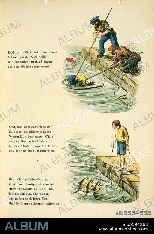 Hoffmann, Heinrich Arzt und Dichter. 1809-1894. Werke: Der Struwwelpeter (1847). "Die Geschichte vom Hans Guck-in-die-Luft". ("Doch zum Glück da kommen zwei ..."). Nachdruck der Ausgabe 1847.