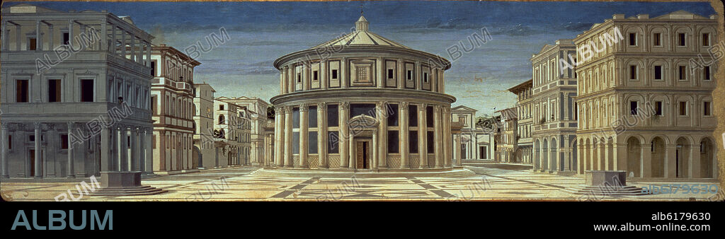 PIERO DELLA FRANCESCA (1420/92). LA CIUDAD IDEAL DISEÑADA POR LUCIANO LAURANA - RENACIMIENTO ITALIANO - SIGLO XV - 60x197.