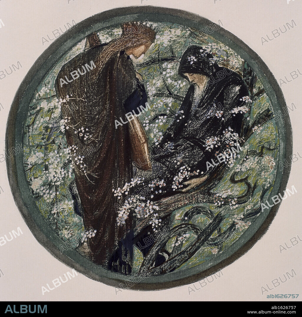 Witches Tree.  Nimue Beguiling Merlin With Enchantment   (From "The Flower Book")  Edward Burne-Jones (1833-1898 British)  Newberry Library, Chicago.