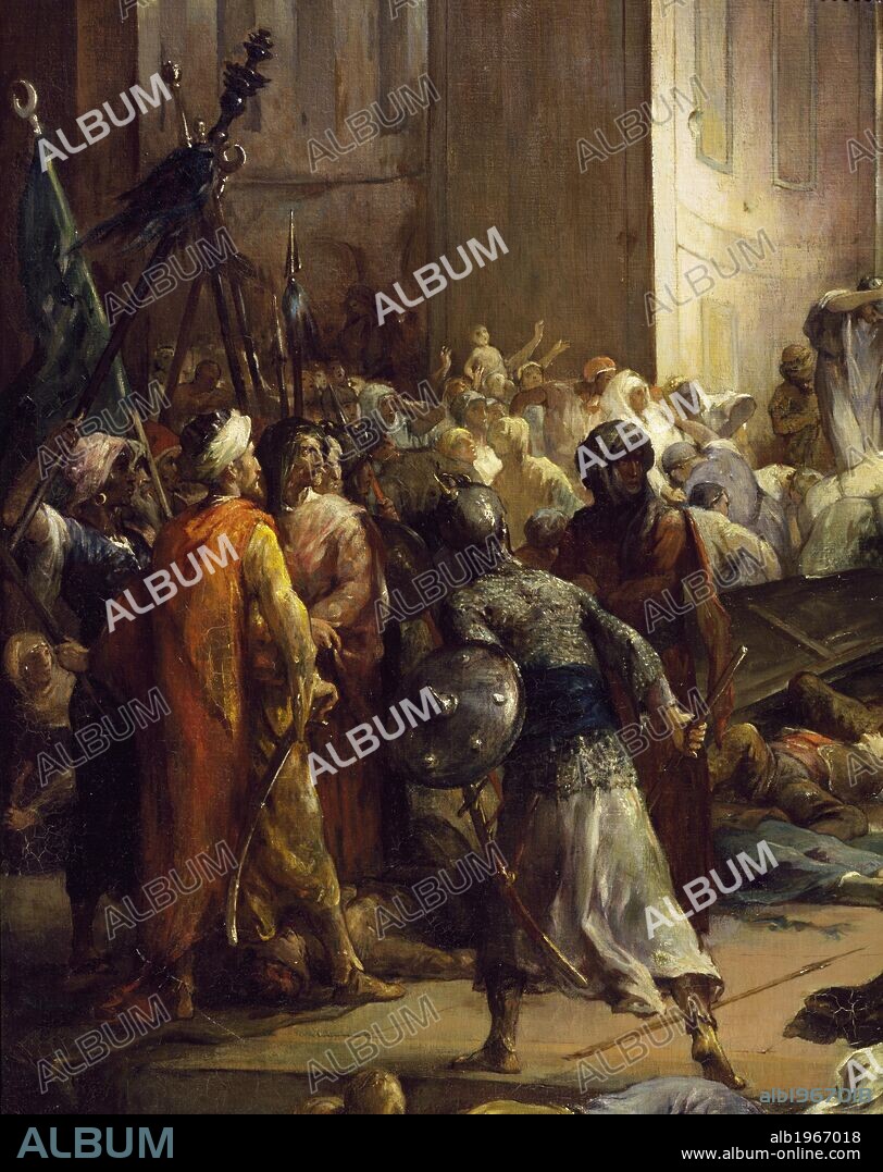 Group of Arabs, detail from Napoleon Bonaparte in the Grand Mosque in Cairo in 1798, painting by Henri Leopold Levy (1840-1904), 1890, oil on canvas. French Revolutionary Wars, Egypt, 18th century.