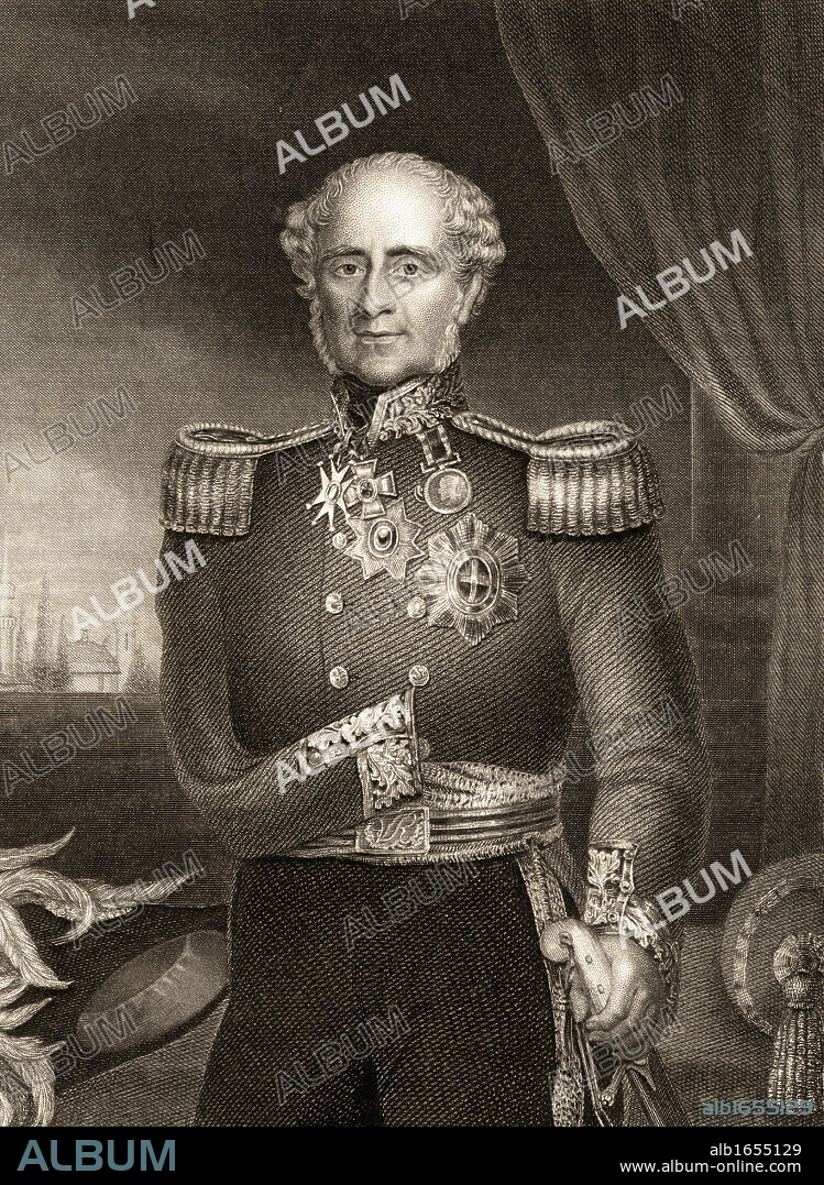 Fitzroy James Henry Somerset, 1st Baron Raglan, Lord Raglan, 1788-1855. English soldier and commander in chief during the crimean war. 19th century print drawn and engraved by J. Pound.