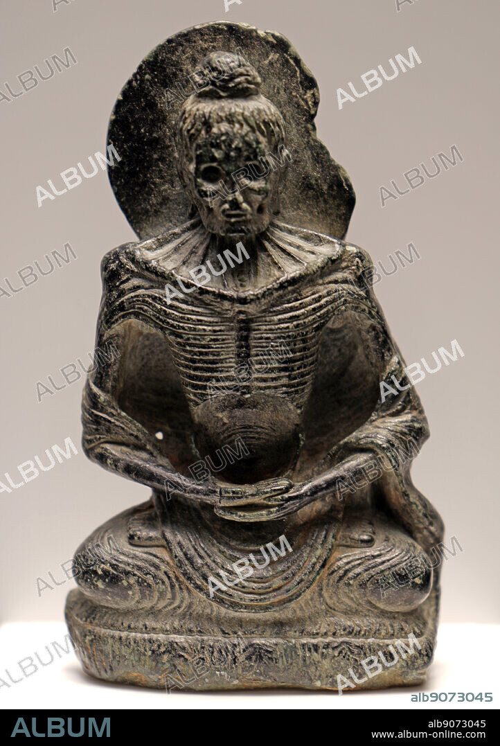Stone statue of the Fasting Buddha, Shakyamuni, from Afghanistan. Dated 2nd Century.