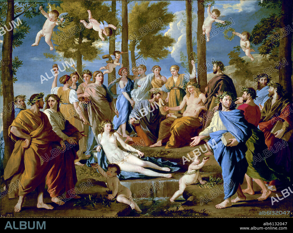 NICOLAS POUSSIN. EL PARNASO - CORONACION DE HOMERO POR APOLO - 1630-1631 - OLEO/LIENZO - 145x197 cm - NP 2313 - BARROCO CLASICISTA FRANCES.