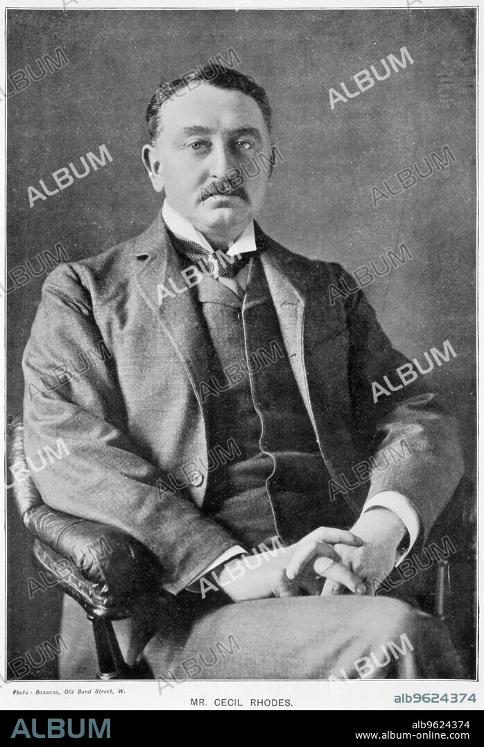 Cecil Rhodes, English-born South African entrepreneur and statesman, c1890. Cecil John Rhodes (1853-1902) made his fortune in the Kimberley diamond mines, and formed De Beers Consolidated Mines in 1888. As Managing Director of the British South Africa Company, he administered a territory roughly equivalent to the modern nation of Zimbabwe (previously known as Rhodesia after Rhodes). Rhodes became Prime Minister of the Cape Colony in 1890, but resigned in 1896 when his role in instigating the Jameson Raid into the Transvaal came to light In his will he left funds to found the Rhodes Scholarships at Oxford University for Germans and Americans.
