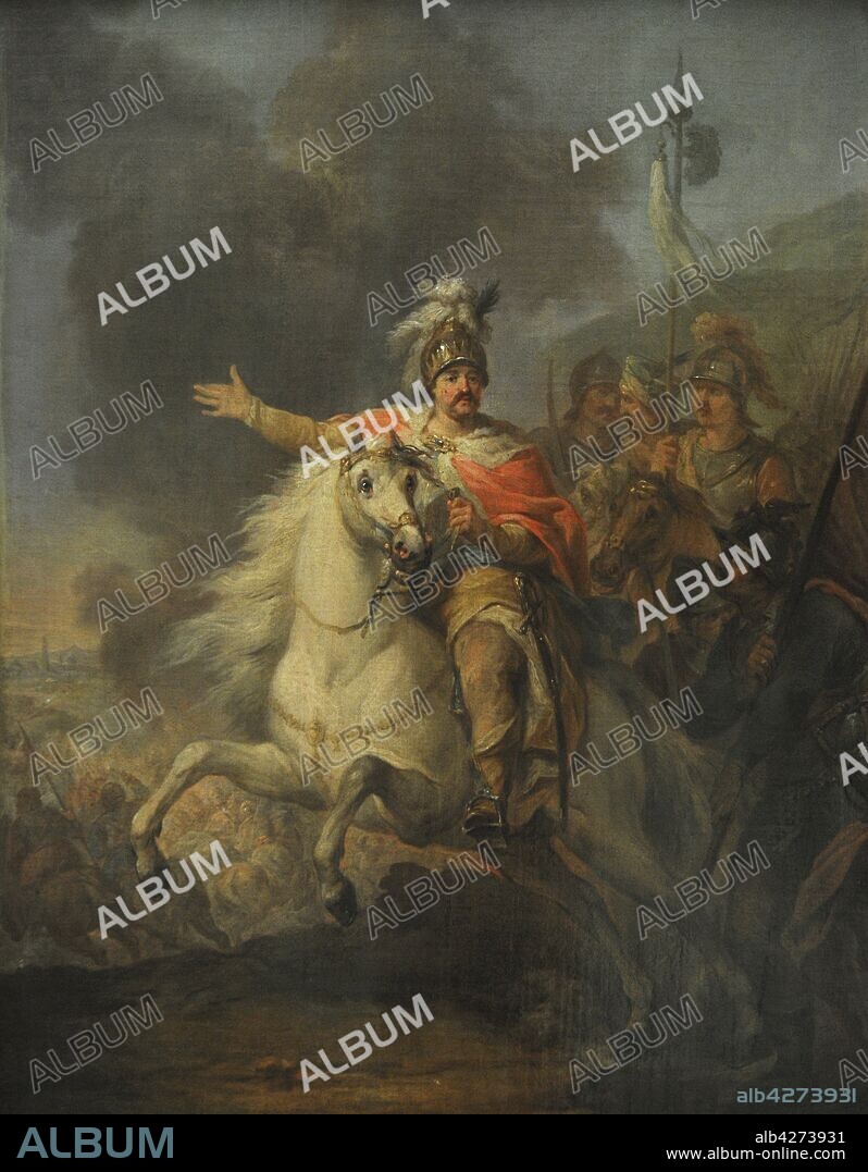 Juan III Sobieski (1629-1696). Rey de Polonia y Gran Duque de Lituania. Sobieski en la Batalla de Viena (11-12 de septiembre de 1683). Pintura de Marcello Bacciarelli (1731-1818), 1796. Galería de Arte Polaco del siglo XIX (Lonja de los Paños, Sukiennice). Museo Nacional de Cracovia. Polonia.