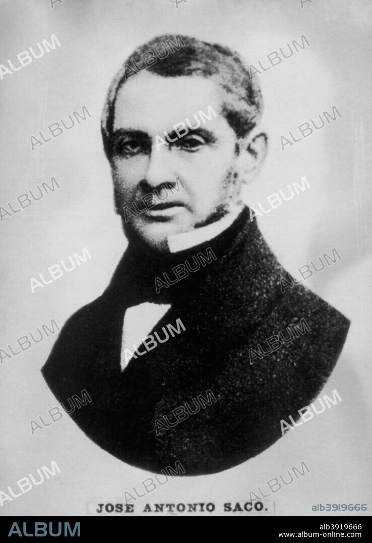 Jose Antonio Saco was born in Bavamo in 1797 and was the most fervent defender of the freedom of Cuba in a good part of the nineteenth century.  Tacon expelled him in 1834 and he was elected deputy and was expelled from the Courts with other Cubans in1837. He was a great polemicist, and fought annexation. He published 'History of slavery' in 6 volumes. Cigar card from the History of Cuba, Geografico Universal, Propaganda de los Cigarros Susini y La Corona, Tabacalera Cubana.