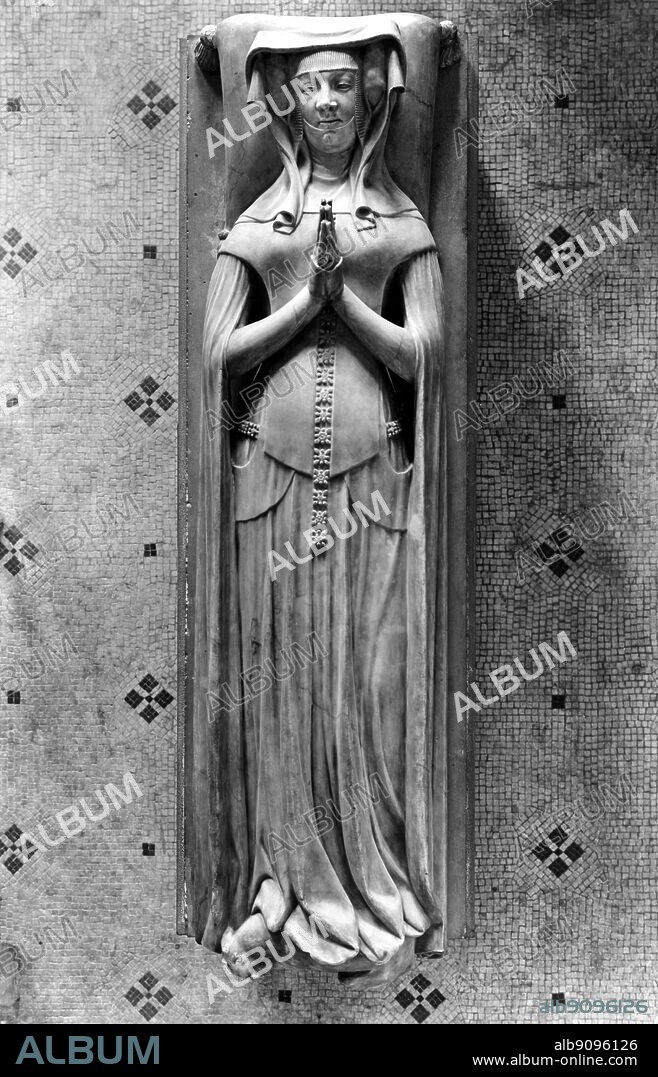 Recumbent figure of Catherine d'Alencon : Marble tomb kept in the Louvre , Paris , France. Died 1462.