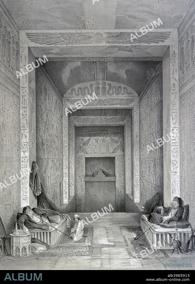 'Interior of a Temple', Egypt, 19th century. From the collection of the Schuster Gallery, London.