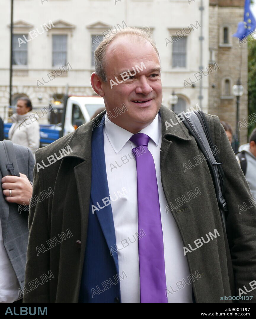 Sir Ed Davey arrives for a media interview, after parliament returned to sit, after the prorogation was annulled by the Supreme Court. 25th September 2019. Sir Ed Davey (born 1965), British politician serving as Deputy Leader of the Liberal Democrats since 2019. He served in the Conservative-Liberal Democrat coalition as Secretary of State for Energy and Climate Change from 2012 to 2015.