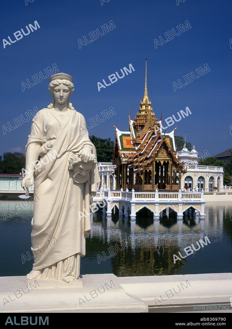 Bang Pa-In Royal Palace, also known as the Summer Palace, is a palace complex formerly used by the Thai kings. It lies beside the Chao Phraya River in Bang Pa-In district, Ayutthaya Province.<br/><br/>. King Prasat Thong constructed the original complex in 1632, but it fell into disuse and became overgrown in the late 18th and early 19th centuries, until King Mongkut began to restore the site in the mid-19th century. Most of the present buildings were constructed between 1872 and 1889 by King Chulalongkorn.