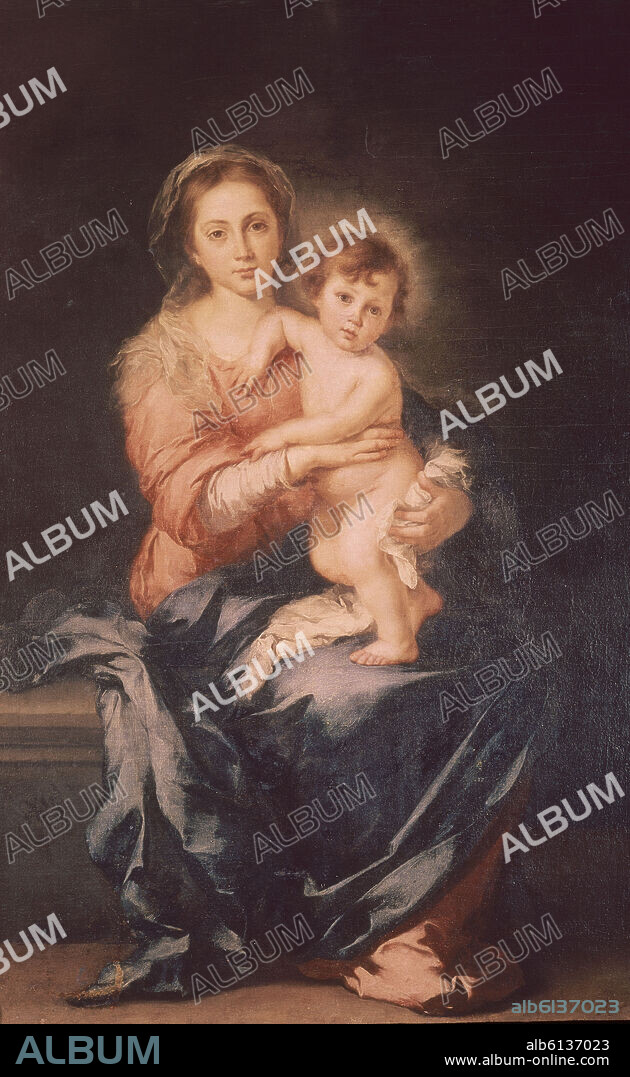BARTOLOMÉ ESTEBAN MURILLO. VIRGEN CON NIÑO - SIGLO XVII - BARROCO ESPAÑOL.