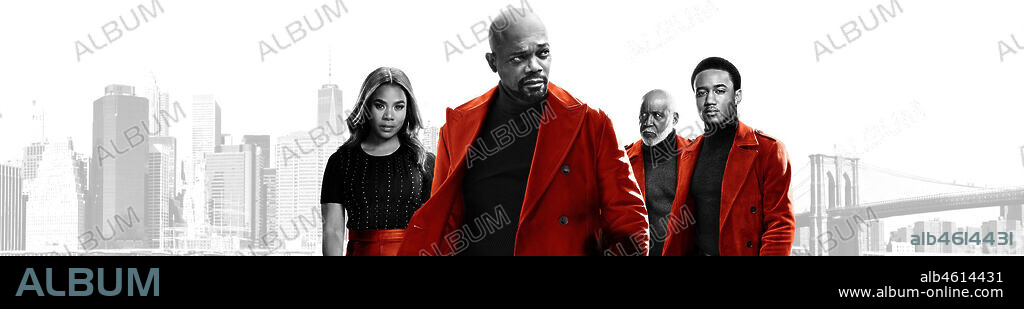 JESSIE T. USHER, REGINA HALL, RICHARD ROUNDTREE et SAMUEL L. JACKSON dans SHAFT, 2019, réalisé par TIM STORY. Copyright Warner Bros. / New Line Cinema / Davis Entertainment / Khala.