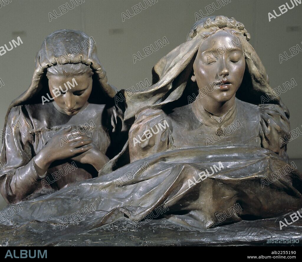 JOSEP LLIMONA I BRUGUERA. LLIMONA I BRUGUERA , JOSEP. ESCULTOR ESPAÑOL. BARCELONA 1864-1934. " PRIMERA COMUNION ". TALLA. MUSEO ARTE MODERNO. BARCELONA.