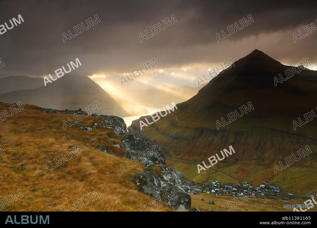 Mountains at Funningur, Eysturoy, Faroe Islands, Denmark, Europe.
