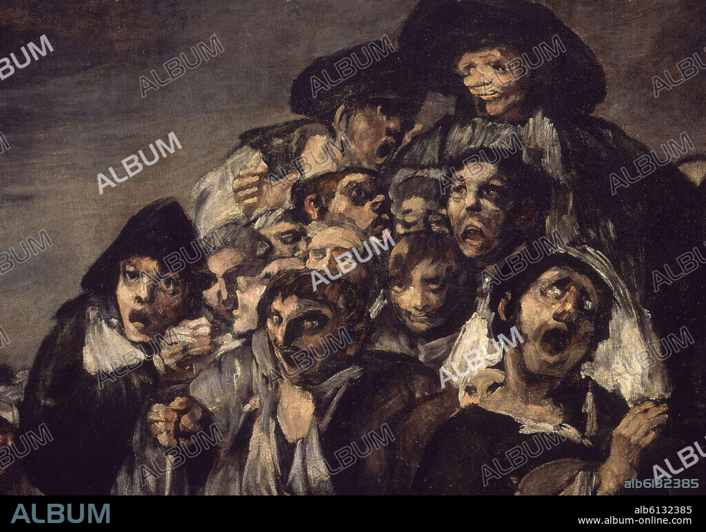 FRANCISCO DE GOYA. LA ROMERIA DE SAN ISIDRO - DETALLE - 1820-1823 - PINTURA MURAL PASADA A LIENZO - NP 760 - PINTURAS NEGRAS - CONJUNTO 7849.