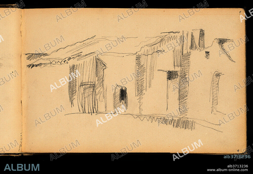 PAUL CEZANNE. Study of Houses. Dated: 1879/1882. Dimensions: overall: 15.2 x 23.7 cm (6 x 9 5/16 in.). Medium: graphite on wove paper.