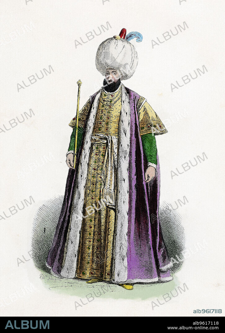 Selim II or Salim II (1524-1574). Ottoman Sultan, engraving, 1870.