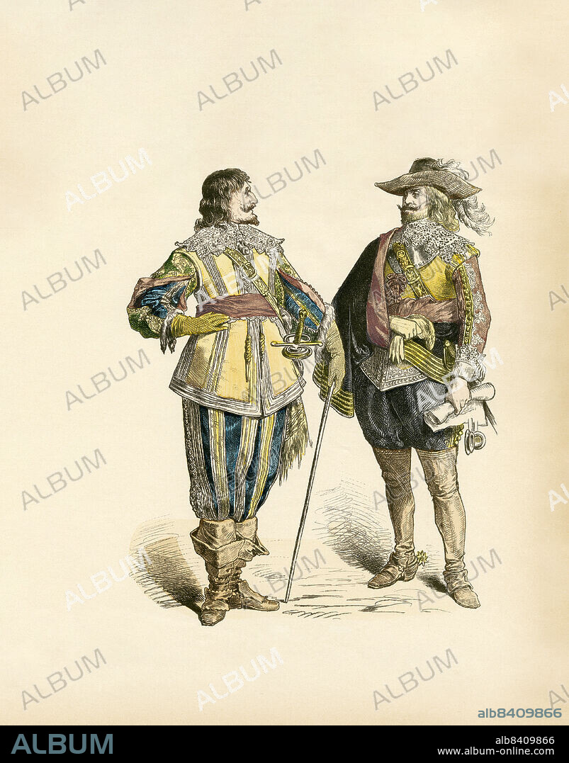 Noblemen, first half of the 17th Century, 1625-1640, Illustration, The History of Costume, Braun & Schneider, Munich, Germany, 1861-1880.