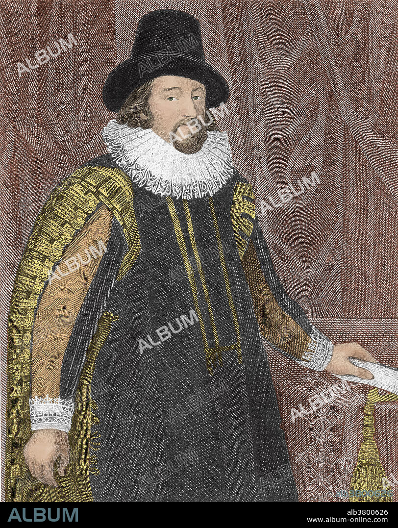 Francis Bacon (1561-1626) was an English philosopher who defended the Scientific Revolution. In his most important work, Novum Organum, he proposed a rational method for scientific inquiry, one based on observation and experimentation. Colored Version of BD4689.