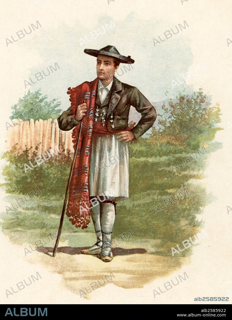 MANUEL MORENO RODRÍGUEZ. Tipos españoles. Alicantino con traje típico. Madrid, años 1880.