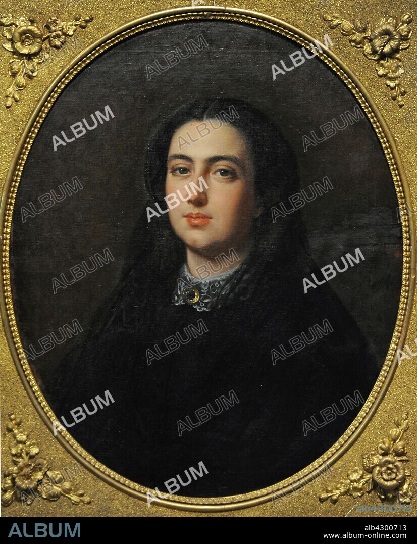 Luís de Madrazo y Küntz (1825-1897). Pintor español. Retrato de Bernarda Albacete y Albert, 1861. Óleo sobre lienzo, 65,50 x 53,80 cm. Museo del Romanticismo. Madrid. España.