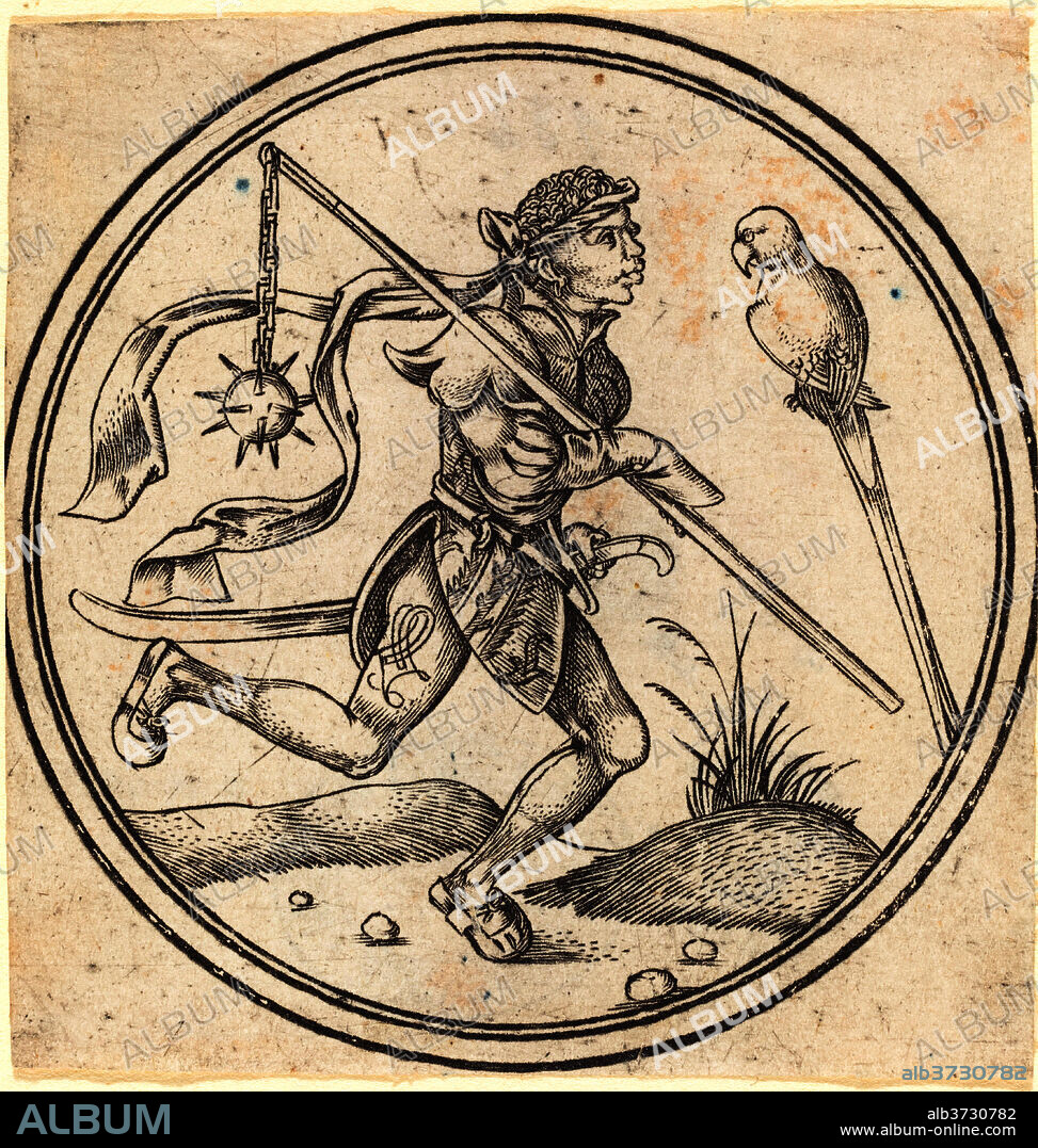 MASTER PW OF COLOGNE. The Jack of Parrots. Dated: c. 1500. Medium: engraving.