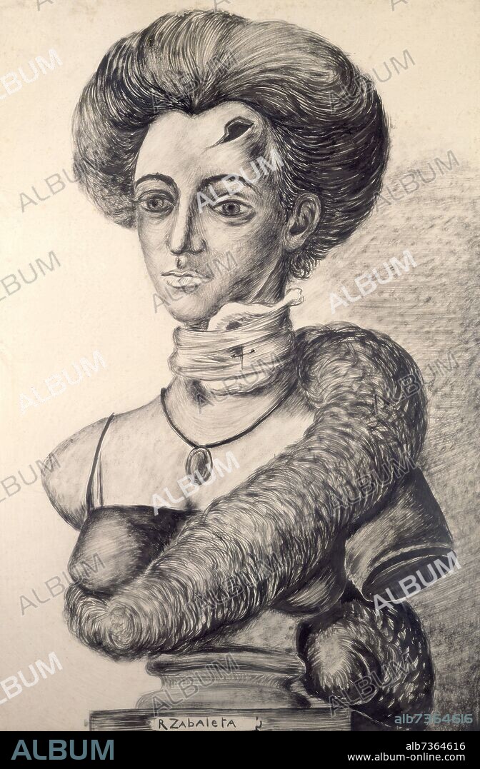 RAFAEL ZABALETA (1907-1960). BUSTO FEMENINO - DIBUJO - SIGLO XX.