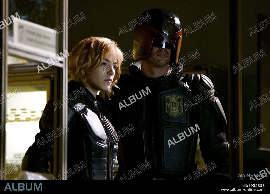 KARL URBAN and OLIVIA THIRLBY in DREDD, 2012, directed by PETE TRAVIS. Copyright DNA FILMS.