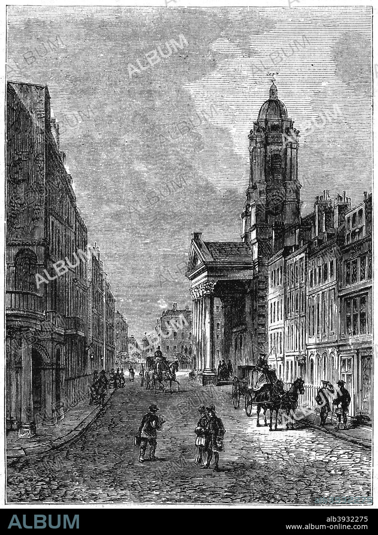 George Street, Hanover Square, London, 1800 (1891). From Old and New London: a Narrative of its History, its People and its Places, volume IV, by Edward Walford, pulished by Cassell and Company (1891).