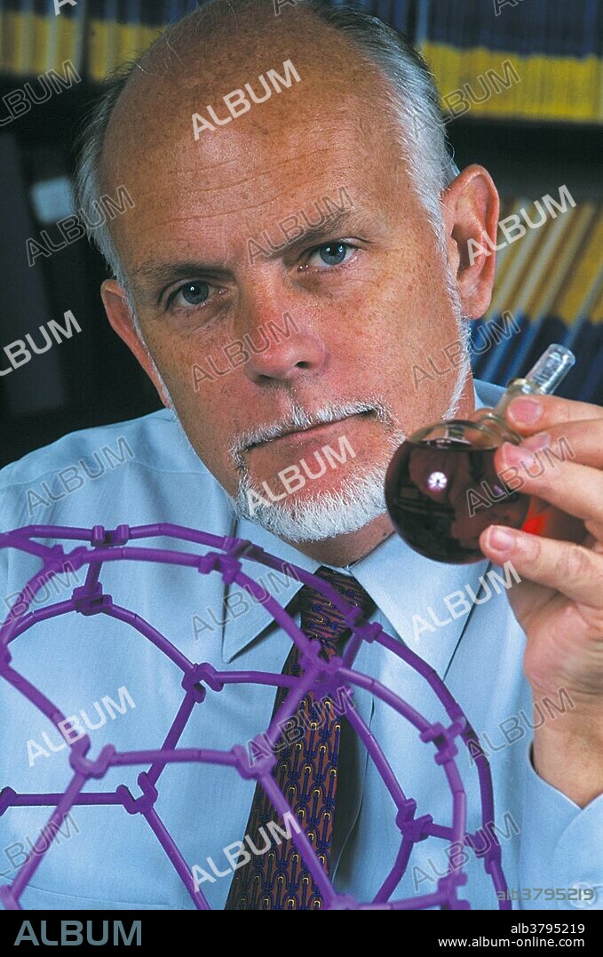 Richard E. Smalley, winner of the 1996 Nobel Prize in Chemistry for the discovery of a structure of carbon atoms known as a "buckyball." During his postdoctoral research years at the University of Chicago, Smalley pioneered a powerful technique in chemical physics called supersonic beam laser spectroscopy. Smalley's research has led to the startup of a new company, Carbon Nanotechnologies, Inc., which is currently developing large-scale production and applications of buckytubes. Besides receiving the Nobel Prize, Smalley has been honored with numerous professional awards including the 1992 Lawrence Award, the 1996 Franklin Medal, and the 2002 Glenn T. Seaborg Medal. He is a member of the National Academy of Sciences and the American Academy of Arts and Sciences.