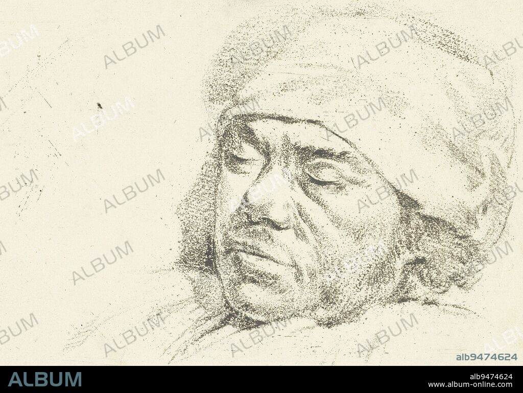 Portrait of painter Francis Andreas Milatz on his deathbed, print maker: Hermanus van Brussel, Hermanus van Brussel, Netherlands, c. 1808 - c. 1810, paper, h 113 mm × w 155 mm.