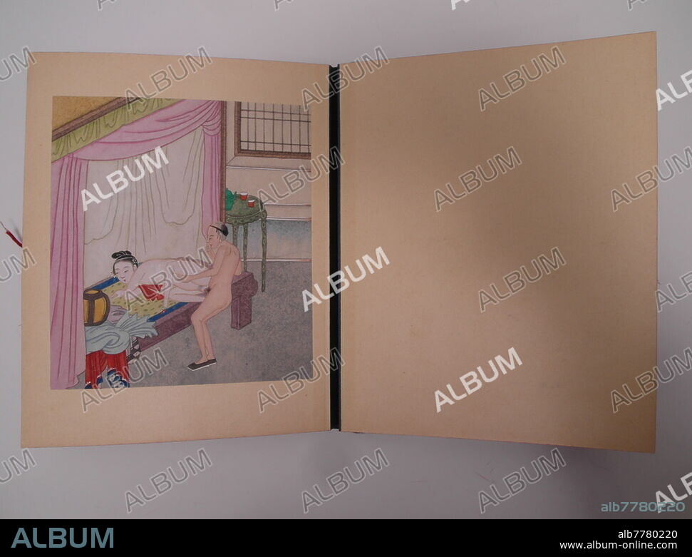 ALBUM WITH TWELVE EROTIC PAINTINGS.<br><br>China. Qing dynasty. 18th/19th c. Art trade, Van Ham.