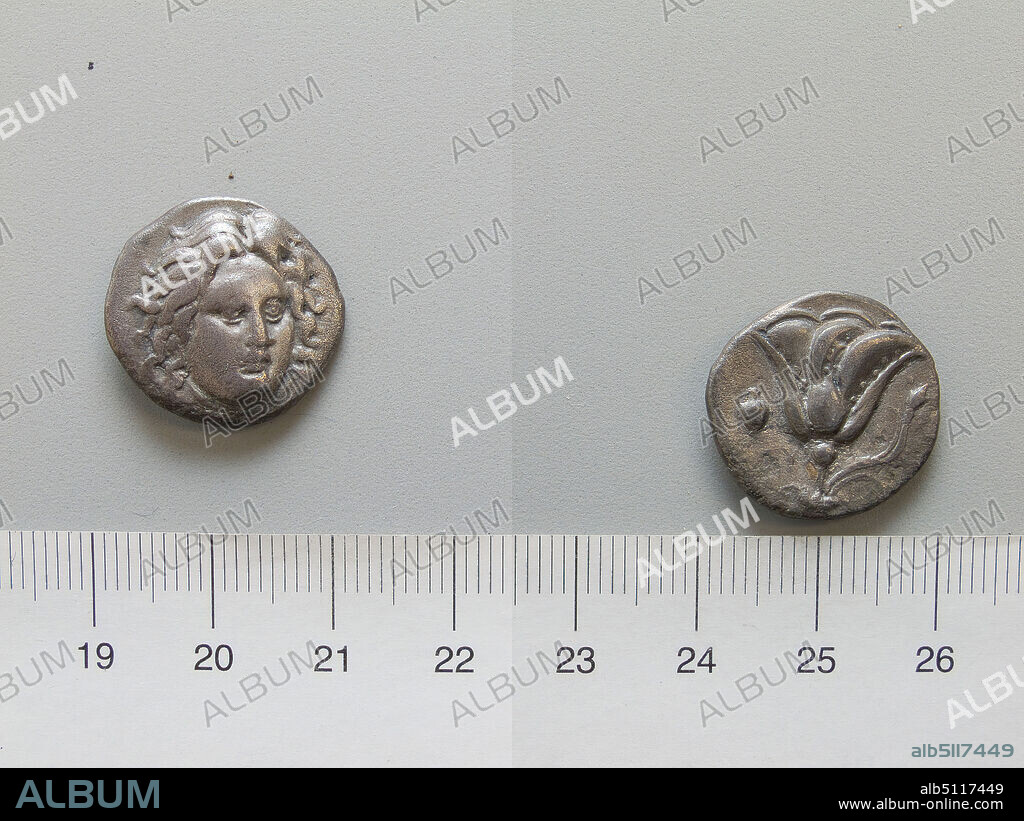 Mint: Rhodes, Didrachm from Rhodes, 343304 B.C., Silver, 6.07 g, 11:00, 19.8 mm, Made in Rhodes, Greek, 4th century B.C., Numismatics.