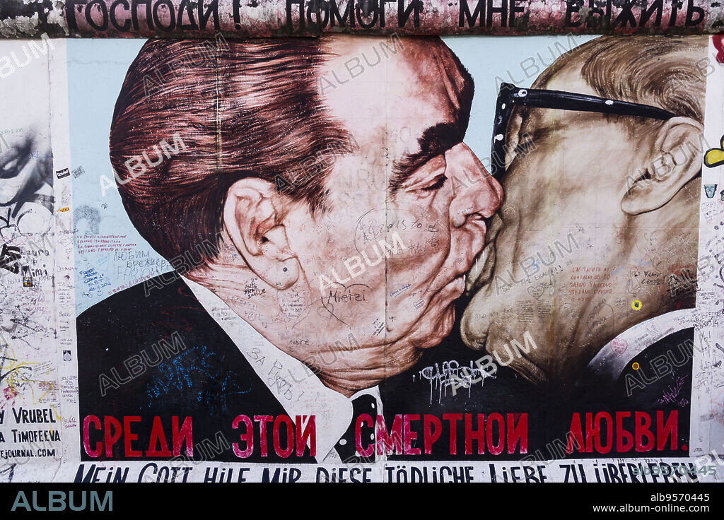 the Kiss of the brothers, my God, help me to survive this mortal love, of the Russian artist Dmitri Vrubel, Berlin Wall - Berliner Mauer-, Berlin, Germany, Europe.