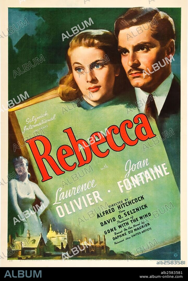 Poster of REBECCA, 1940, directed by ALFRED HITCHCOCK. Copyright Selznick International Pictures.