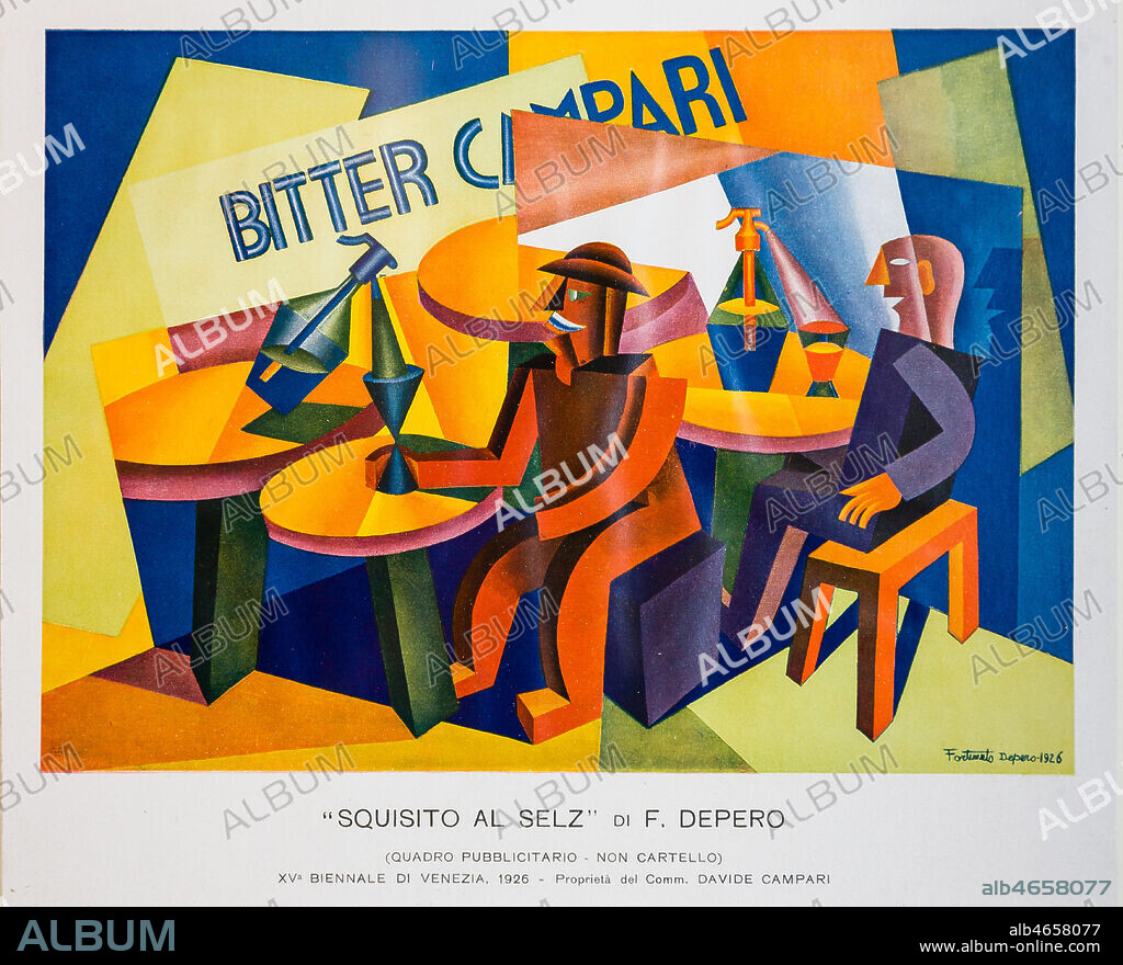 Rovereto, Casa Depero: advertising painting "Squisito al selz" for Bitter Campari, by Fortunato Depero, 1926.