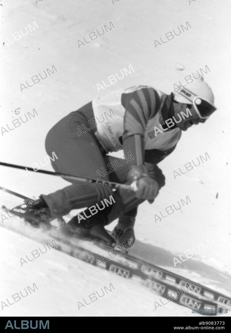 1980 Winter Olympics - Lake Placid, USA. Ingemar Stenmark in the mens alpine giant slalom skiing event winning gold medal for Sweden. 19 February 1980.