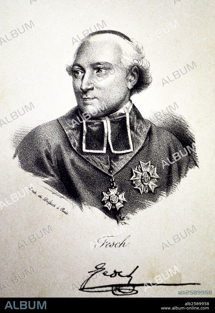 Joseph Fesch (1763-1839) French cardinal born in Corsica. He was closely associated with Napoleon Bonaparte's family. Lithograph, Paris, c1840. Photo by: .