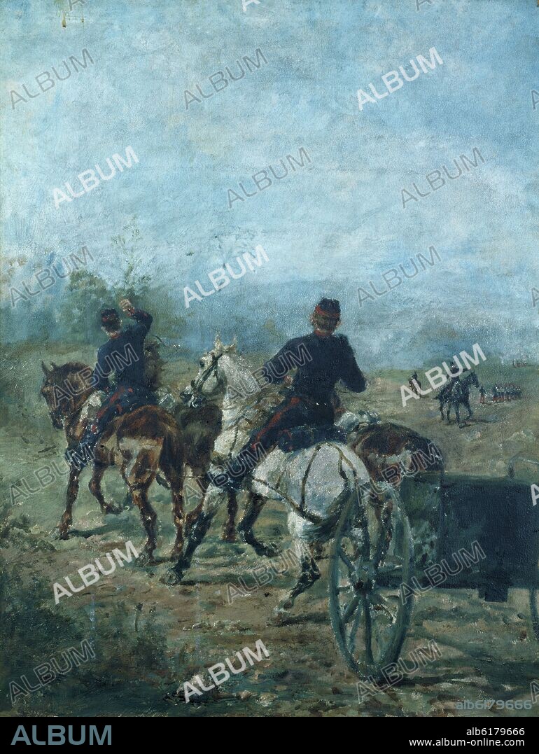 HENRI MARIE RAYMOND DE TOULOUSE-LAUTREC. BATERIA DE ARTILLERIA - 1879 - 64x49 - POSTIMPRESIONISMO FRANCES.