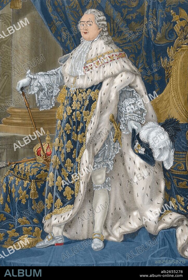 LUIS XVI (Versalles, 1754-París, 1793). Rey de Francia (1774-1792) y duque de Berry, nieto de Luis XV. En 1770 contrajo matrimonio con María Antonieta, hija del emperador de Austria. Luis XVI se opuso al Tercer Estado e intentó frenar el proceso revolucionario. Grabado coloreado.